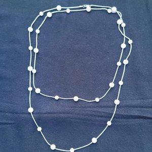 Long layering pearl necklace